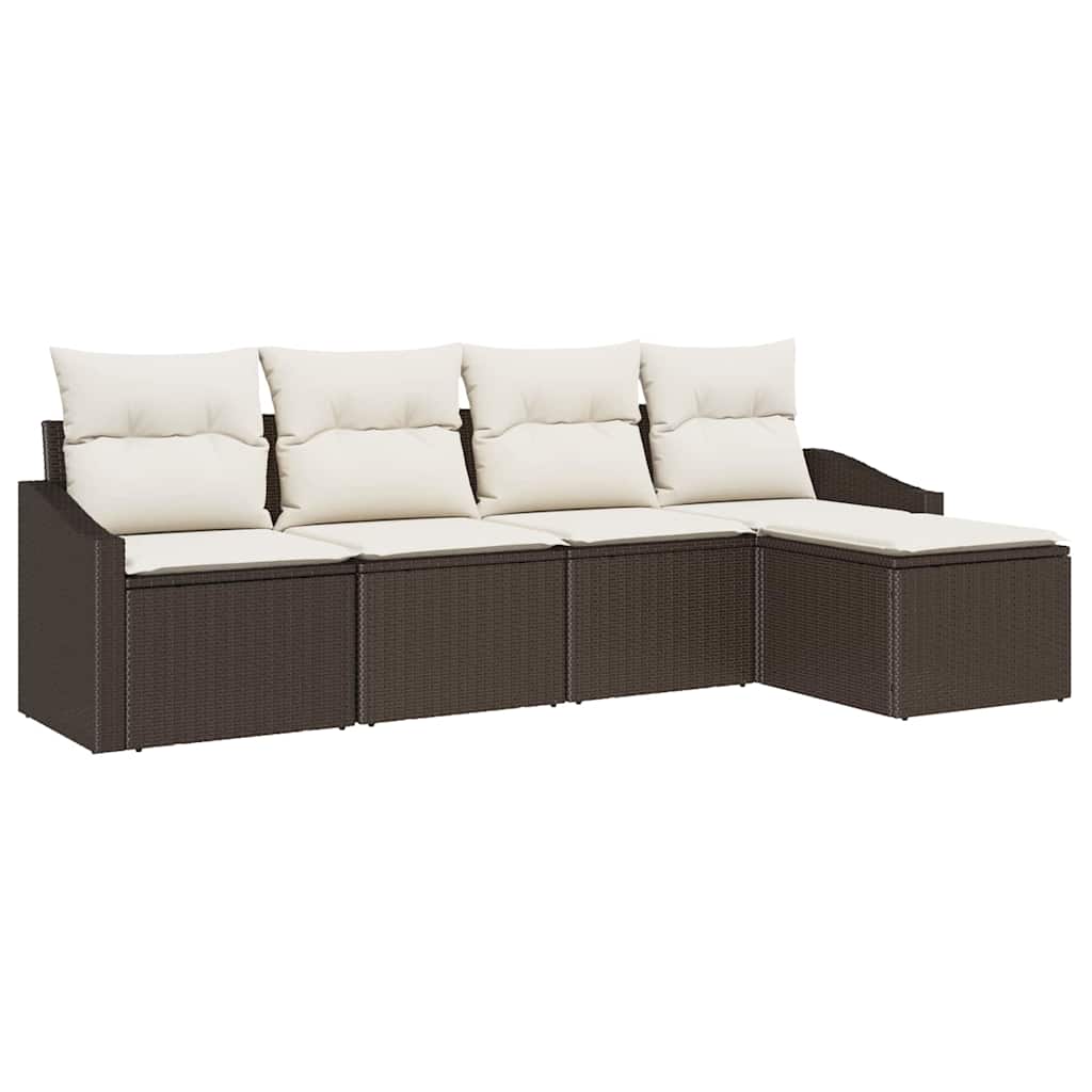 Garten Essgruppe mit Kissen mit Speicher 5 pcs Braun und Creme